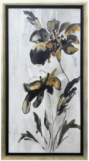 Black and Rust Floral II Textured Framed Print 22.5"W x 40.5"H