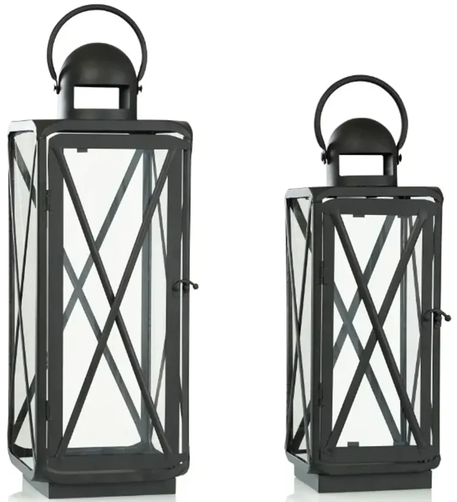 Set of 2 Black Lanterns 8"W x 22"H