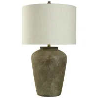 Distressed Brown Cement Table Lamp 31"H