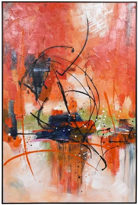 Orange, Black, and Multi Abstract Canvas Paintings 48"W x 72"H