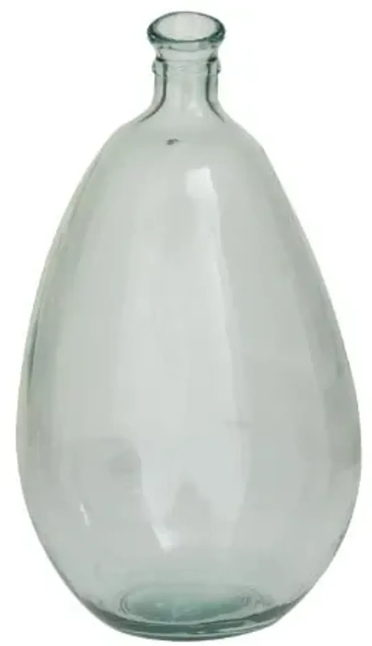 Tall Aqua and Clear Recycled Glass Vase 10"W x 18"H