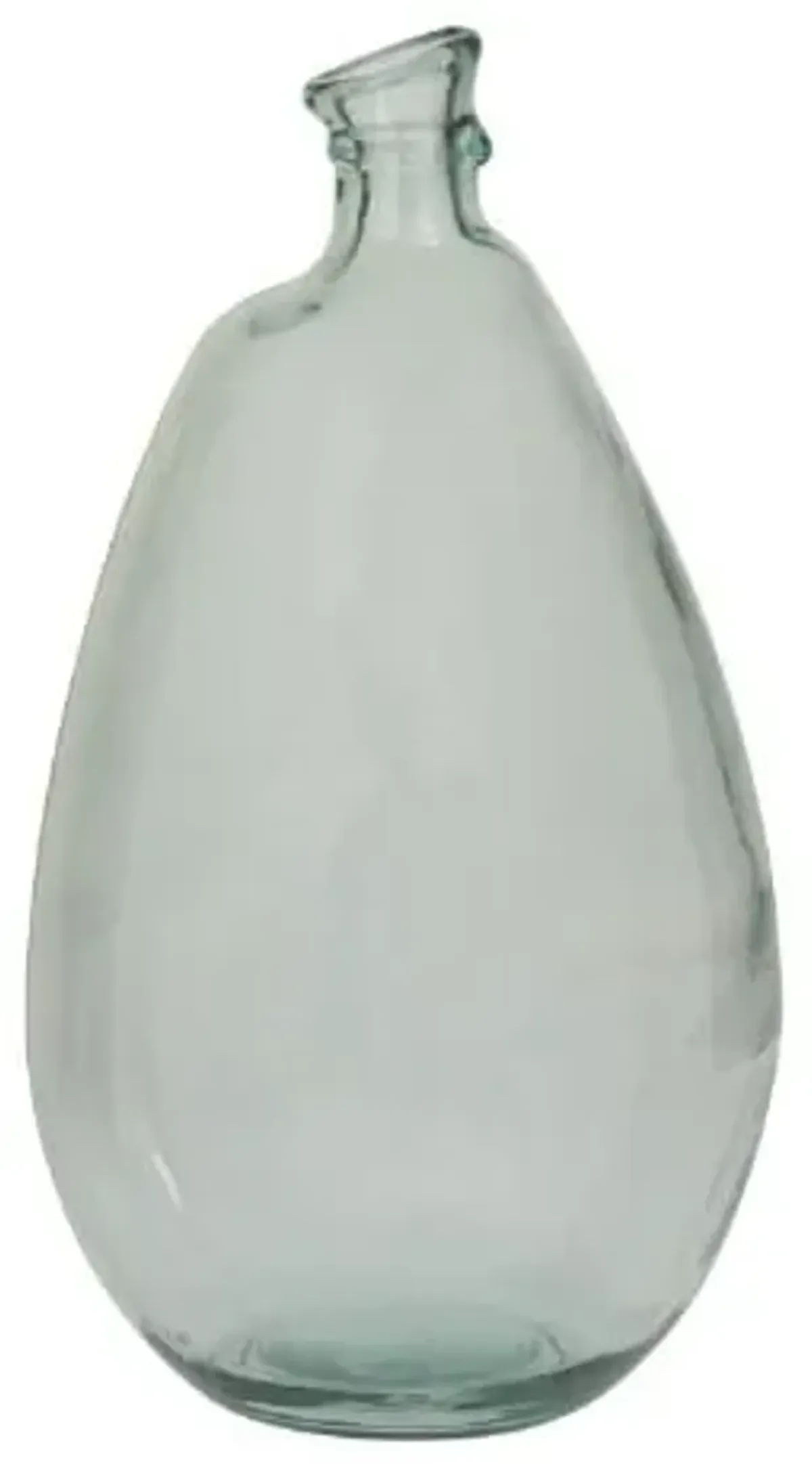 Tall Aqua and Clear Recycled Glass Vase 10"W x 18"H