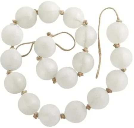 White Frosted Glass Beads 91"L