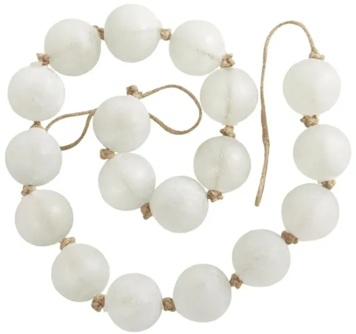 White Frosted Glass Beads 91"L