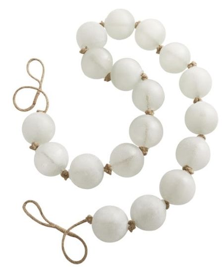 White Frosted Glass Beads 91"L