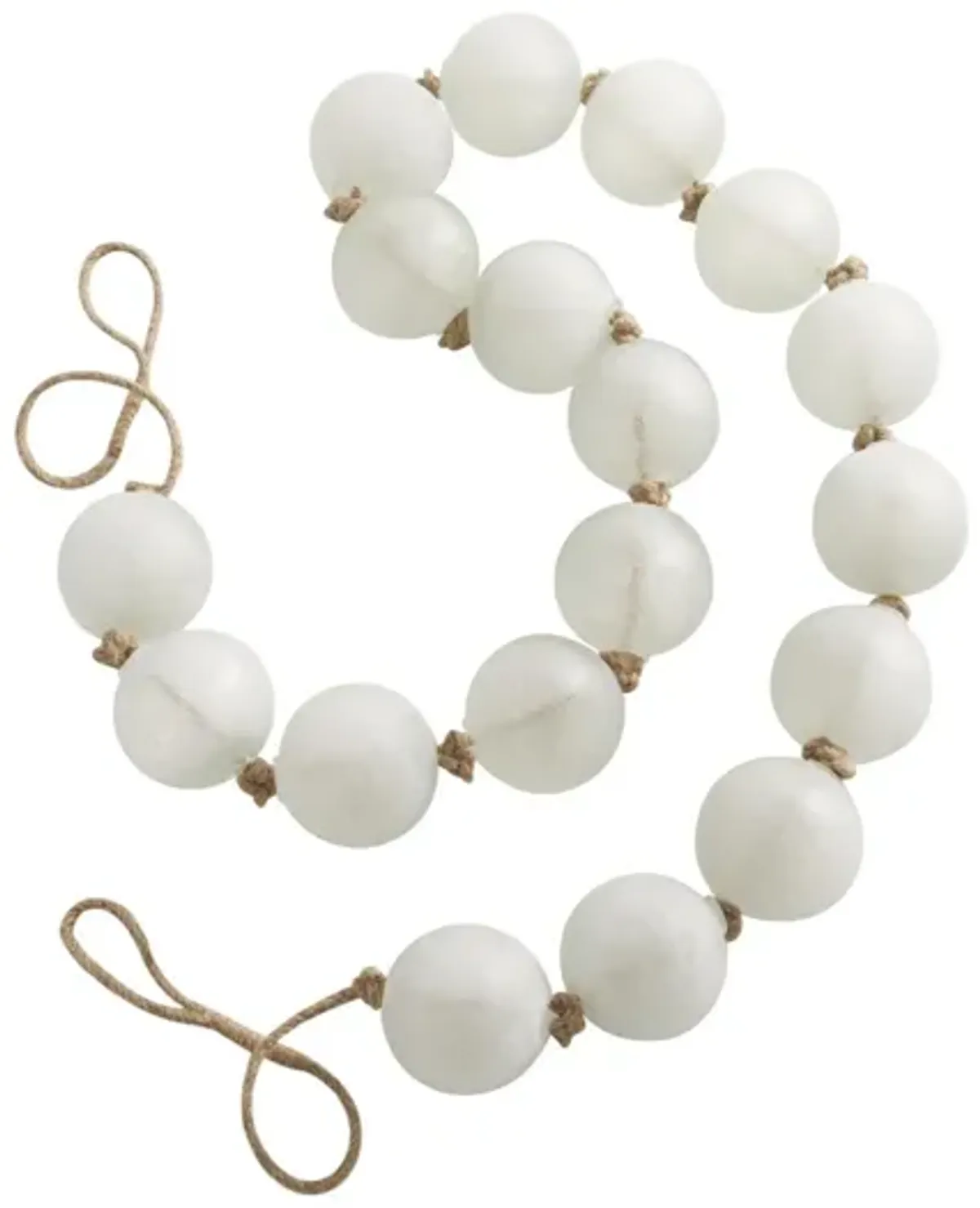 White Frosted Glass Beads 91"L