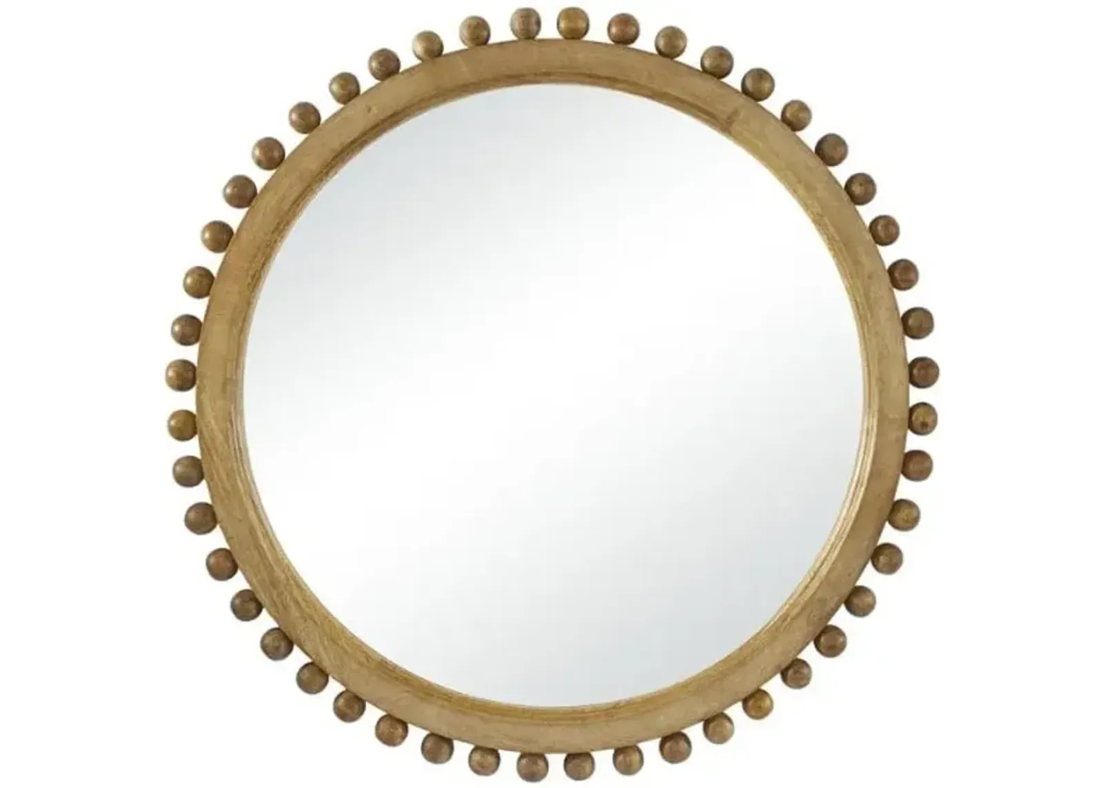 Natural Wood Wall Mirror 35" Round