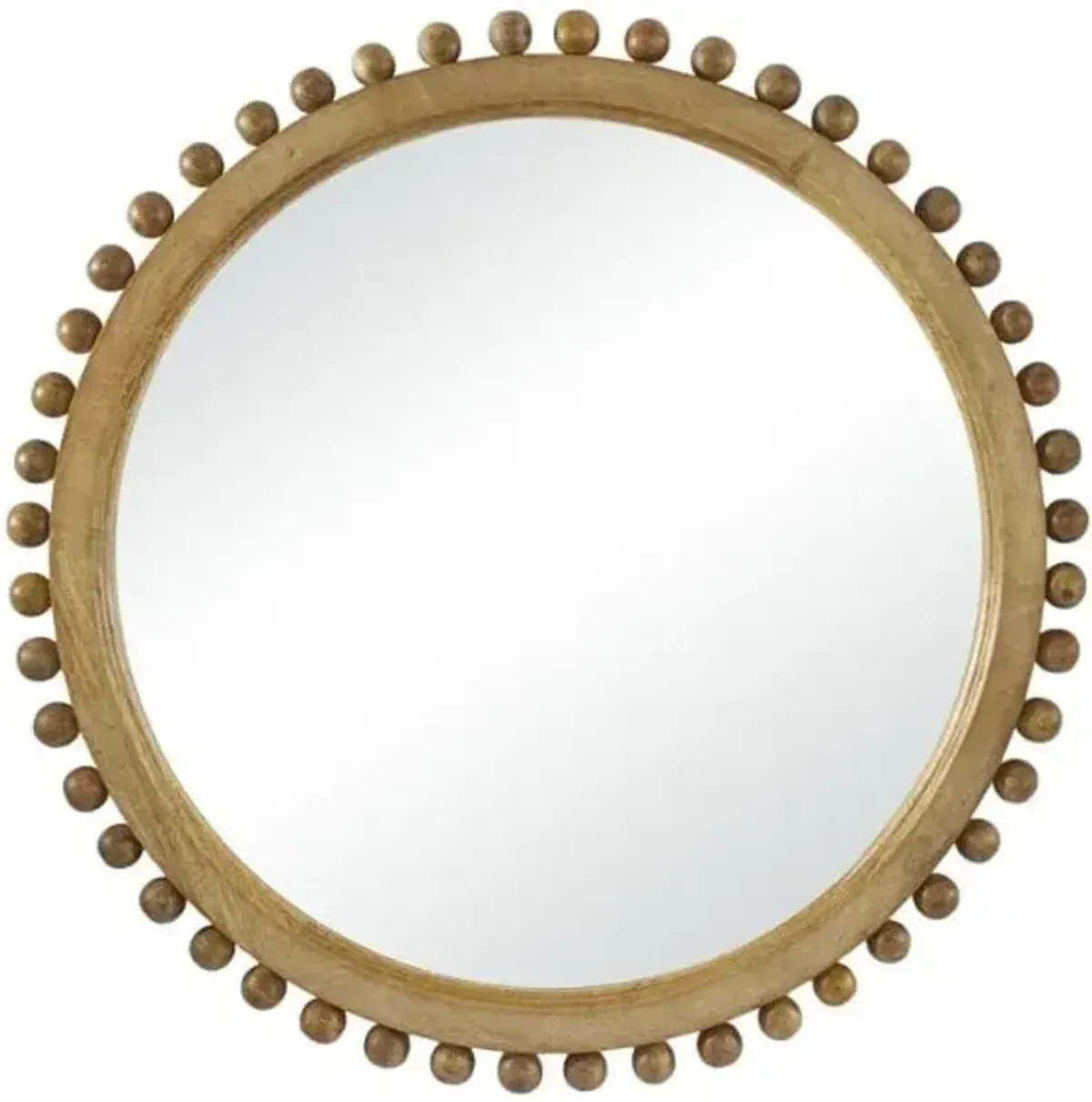 Natural Wood Wall Mirror 35" Round