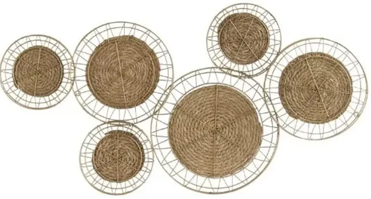 Metal and Reed Circle Wall Décor 40"W x 21"H