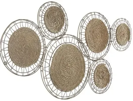 Metal and Reed Circle Wall Décor 40"W x 21"H