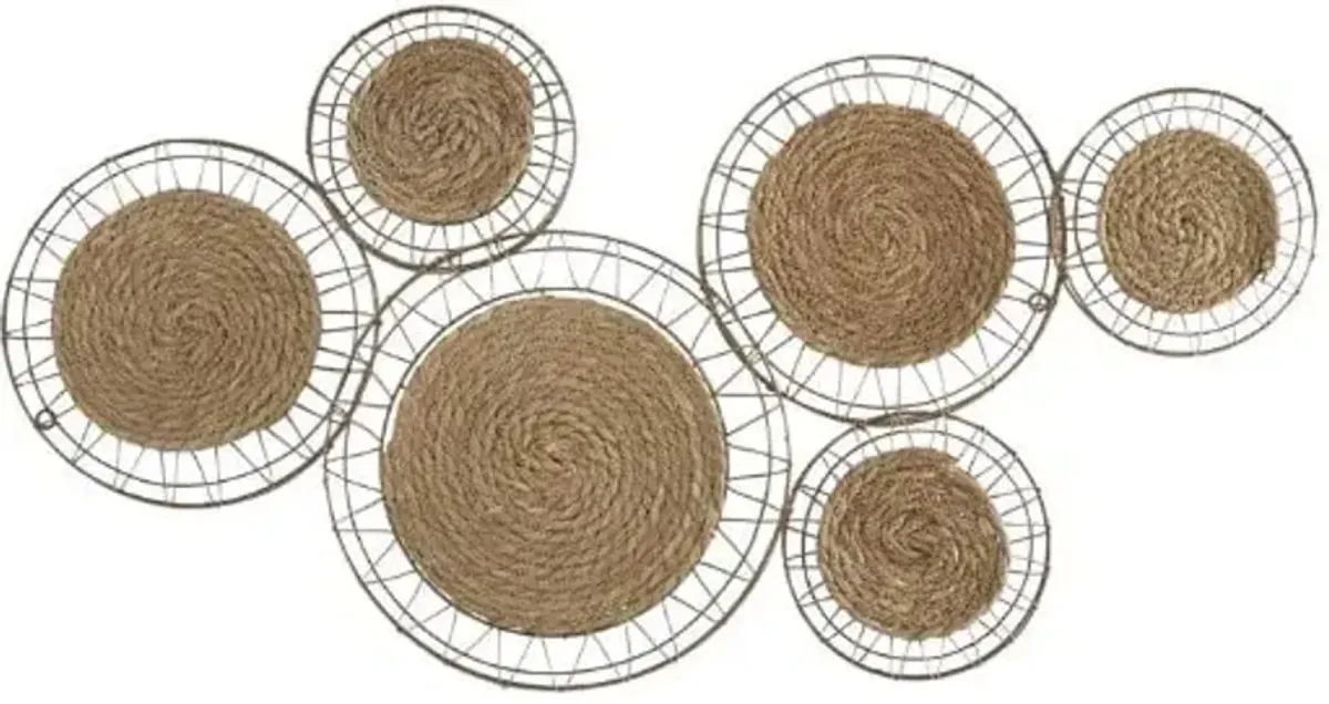 Metal and Reed Circle Wall Décor 40"W x 21"H