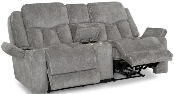 Euphoria Power Headrest Reclining Console Loveseat With Massage in Ash