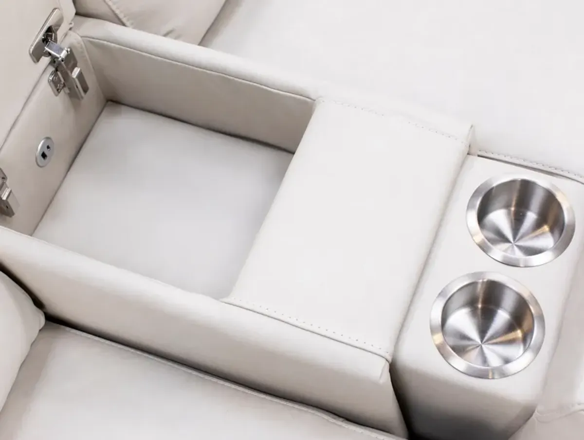 Teller 3-Pc. Leather Fully Loaded Zero Gravity Reclining Console Loveseat in Moonbeam