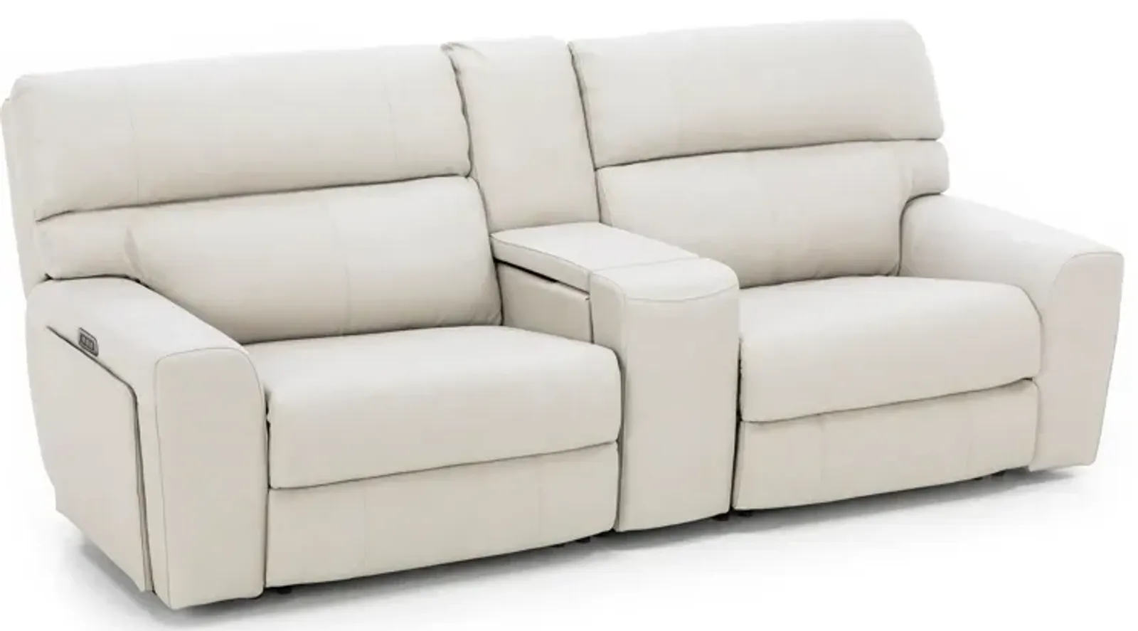 Teller 3-Pc. Leather Fully Loaded Zero Gravity Reclining Console Loveseat in Moonbeam