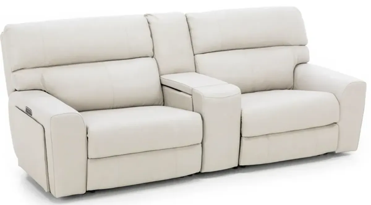 Teller 3-Pc. Leather Fully Loaded Zero Gravity Reclining Console Loveseat in Moonbeam