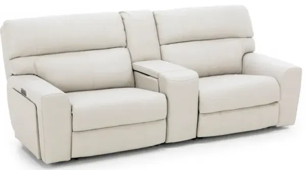 Teller 3-Pc. Leather Fully Loaded Zero Gravity Reclining Console Loveseat in Moonbeam