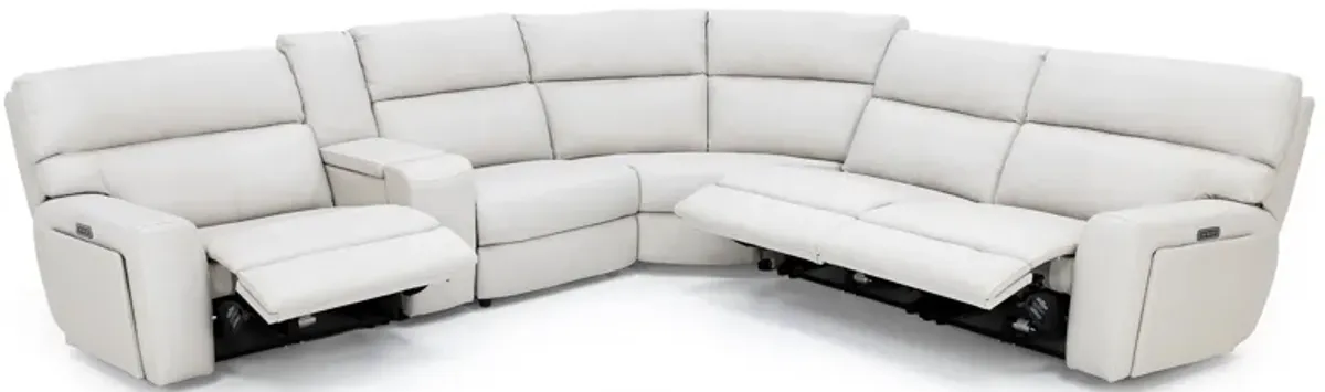 Teller 6-Pc. Leather Fully Loaded Zero Gravity Reclining Modular in Moonbeam