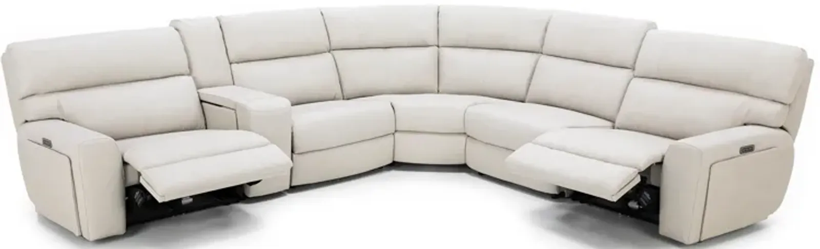 Teller 6-Pc. Leather Fully Loaded Zero Gravity Reclining Modular in Moonbeam