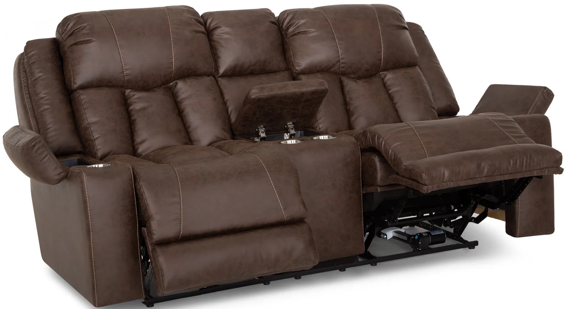 Euphoria Power Headrest Reclining Console Loveseat With Massage in Espresso