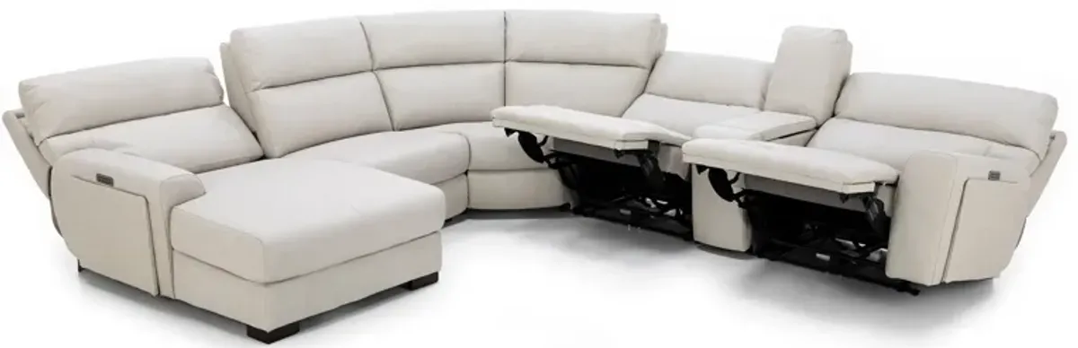 Teller 6-Pc. Leather Fully Loaded Zero Gravity Reclining Modular in Moonbeam