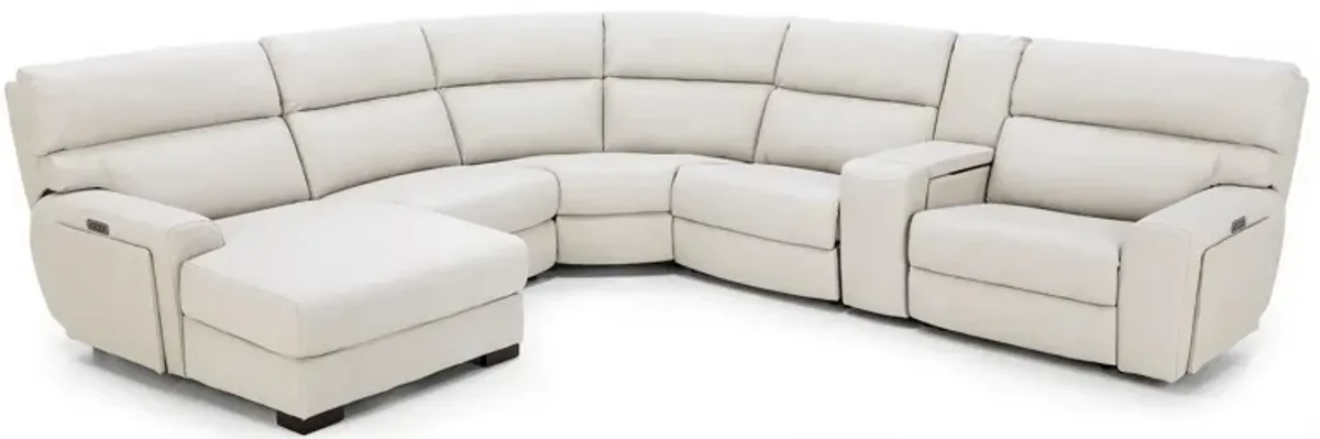 Teller 6-Pc. Leather Fully Loaded Zero Gravity Reclining Modular in Moonbeam