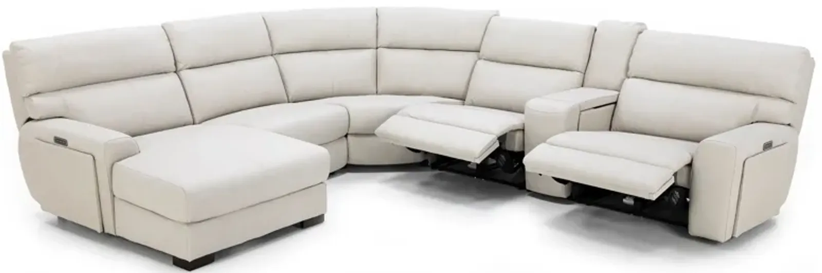 Teller 6-Pc. Leather Fully Loaded Zero Gravity Reclining Modular in Moonbeam