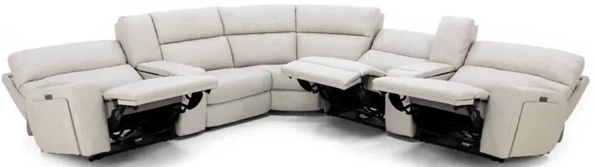 Teller 7-Pc. Leather Fully Loaded Zero Gravity Reclining Modular in Moonbeam