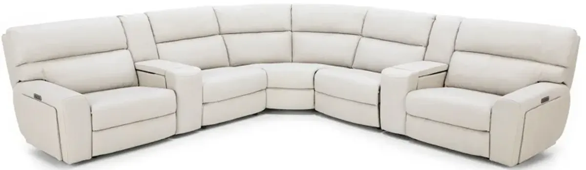 Teller 7-Pc. Leather Fully Loaded Zero Gravity Reclining Modular in Moonbeam