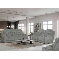 Euphoria Power Headrest Reclining Sofa With Massage and Drop Down Table in Ash