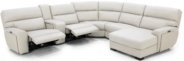 Teller 6-Pc. Leather Fully Loaded Zero Gravity Reclining Modular In Moonbeam Right-Facing In Moonbea