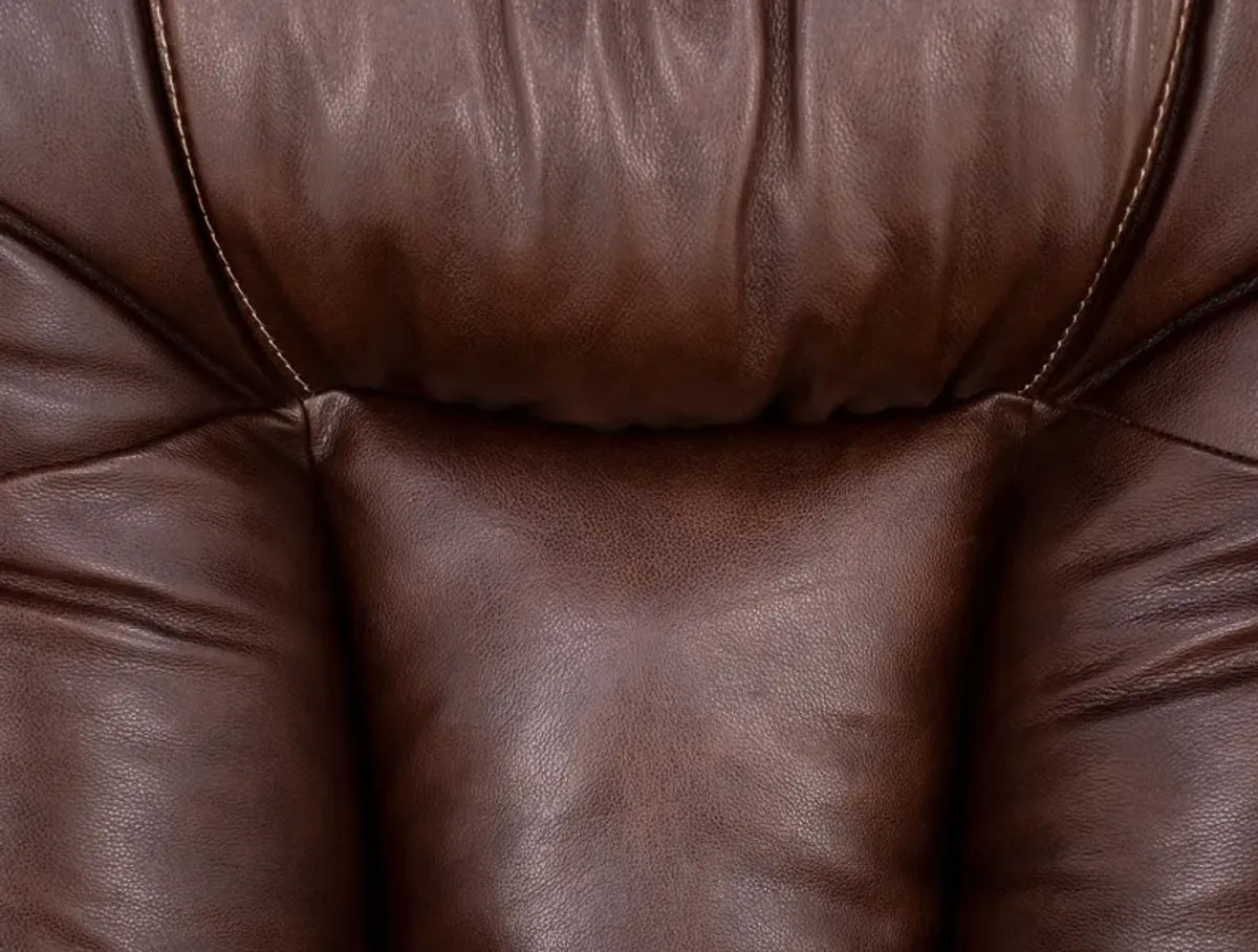 Geoff Leather Swivel Rocker Recliner in Brown