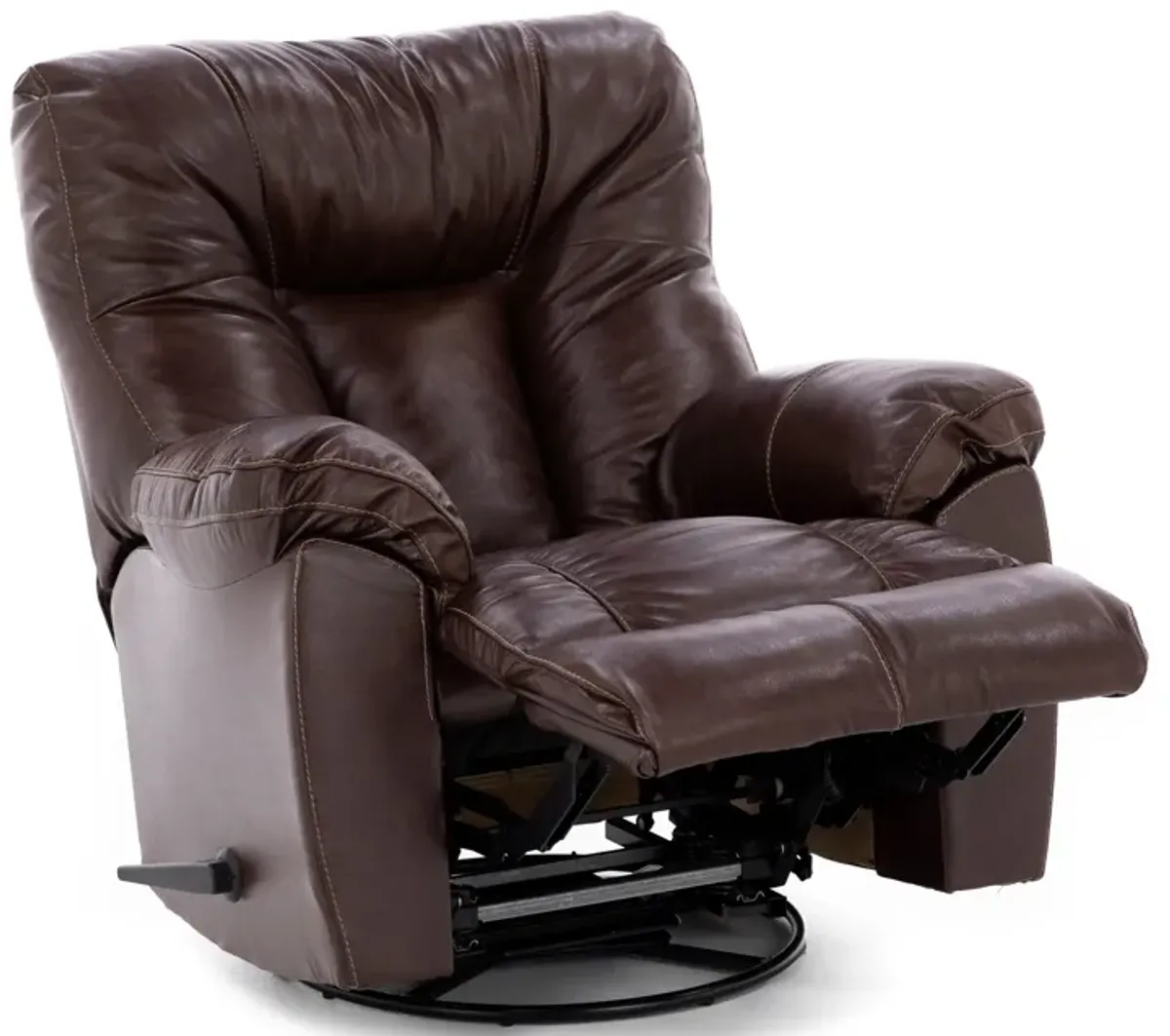 Geoff Leather Swivel Rocker Recliner in Brown