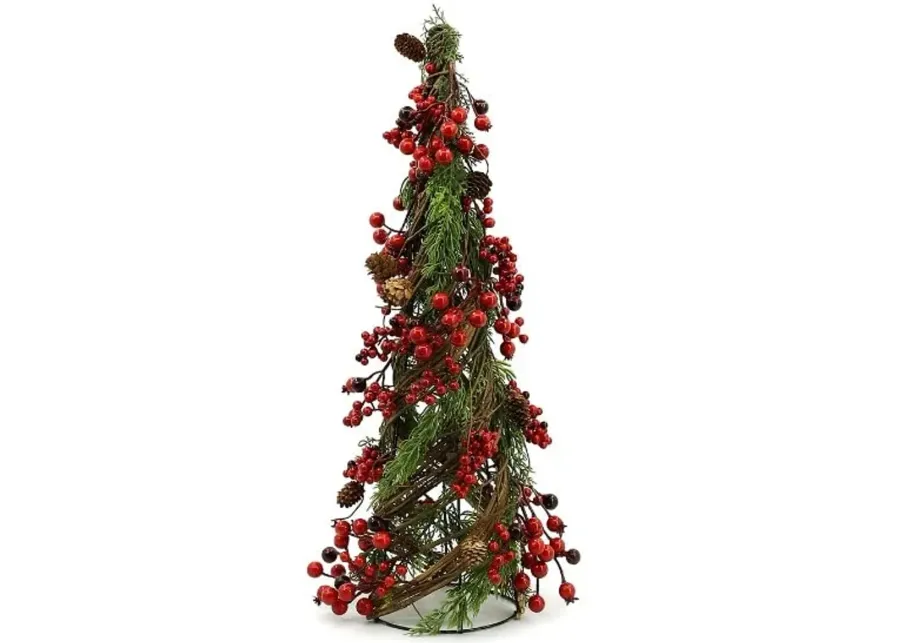 Small Red Berry Christmas Tree 6.3"W x 23.6"H