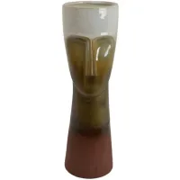 Cream and Tan Face Vase 5.5"W x 18"H