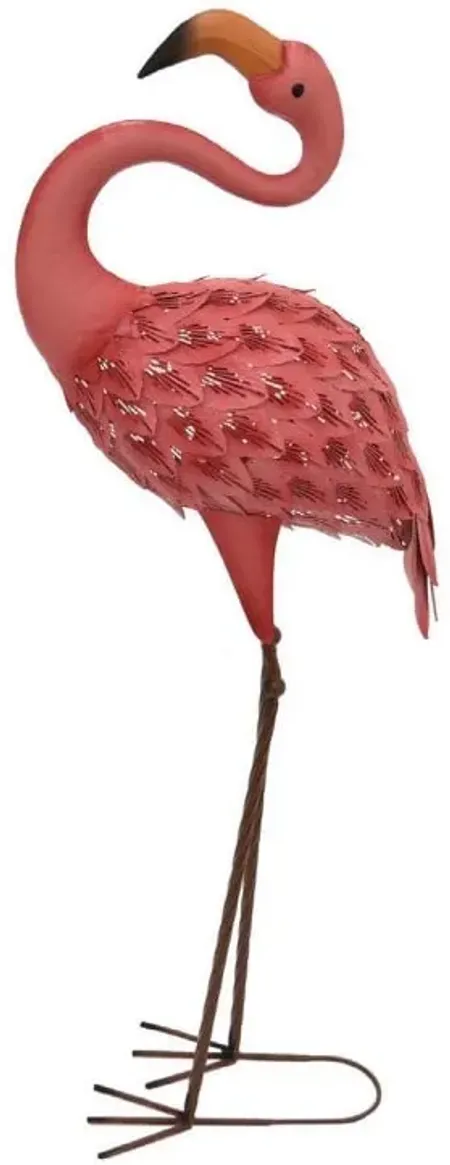 Pink Metal Flamingo II 41"H