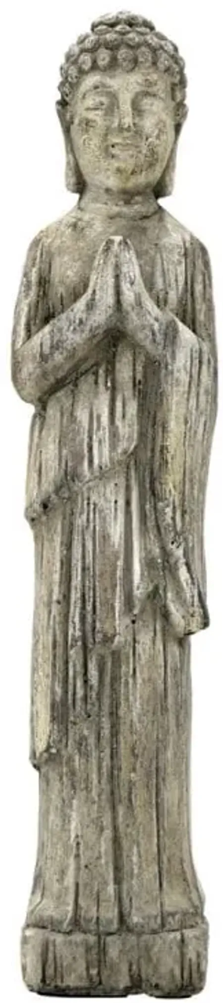 Grey Standing Buddha Figurine 4"W x 19"H