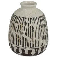 Large Black and White Ceramic Vase 8"W X 9.75"H