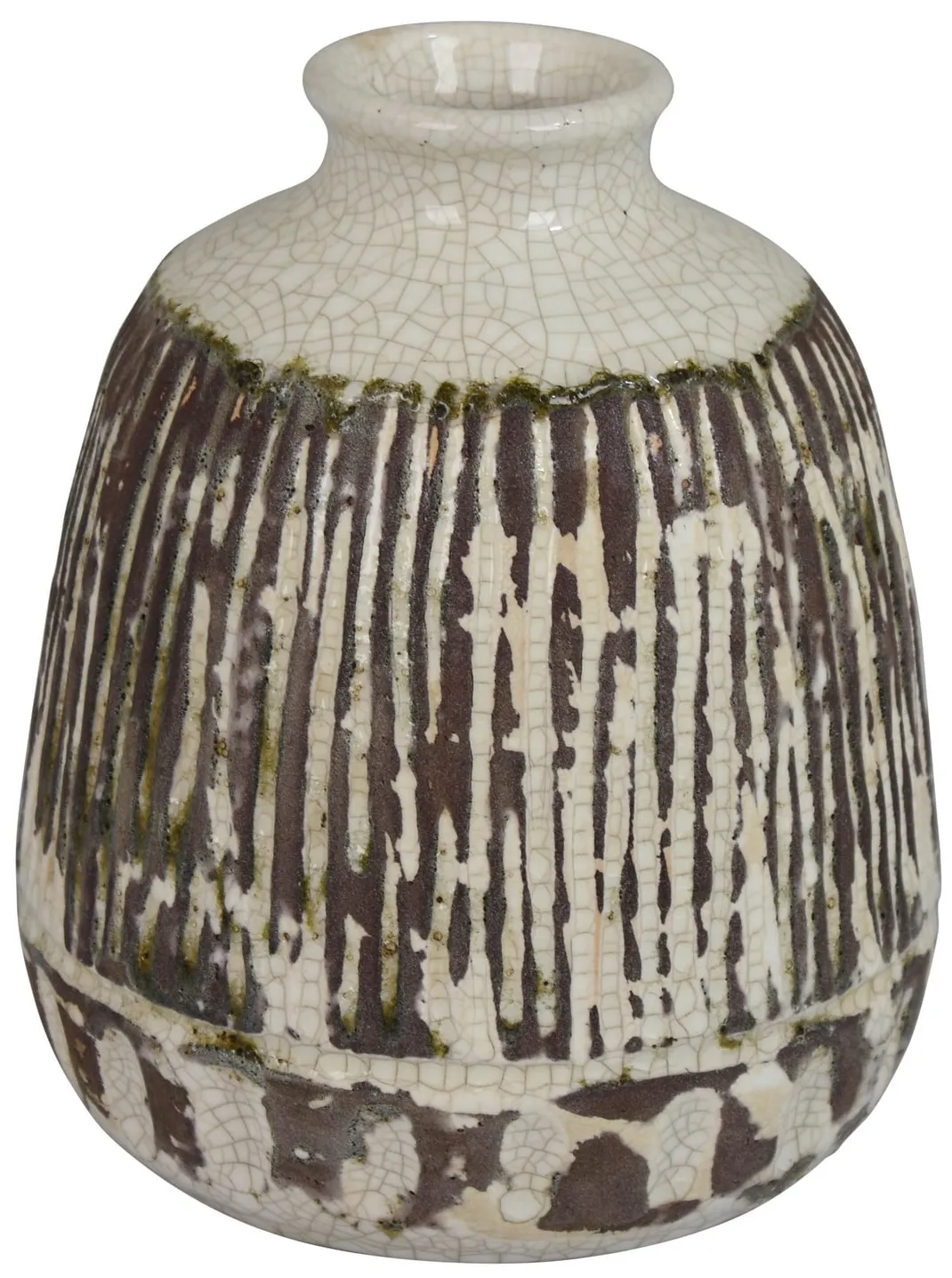 Small Black and White Ceramic Vase 7"W X 8"H