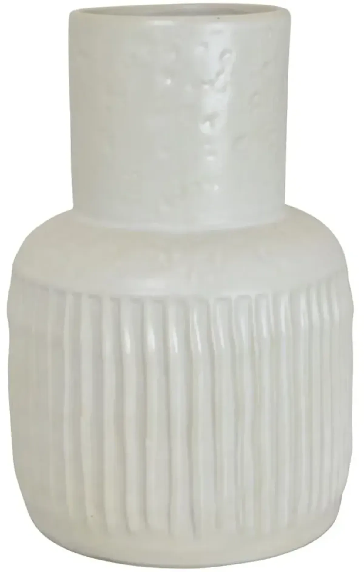 White Textured Ceramic Vase 7.75"W X 11.75"H