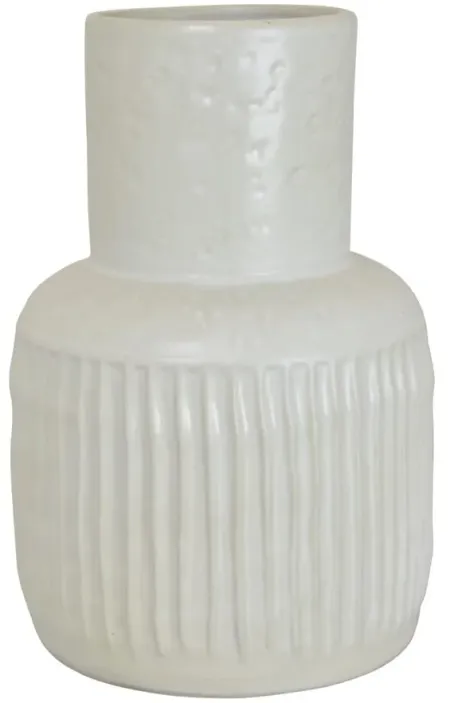 White Textured Ceramic Vase 7.75"W X 11.75"H