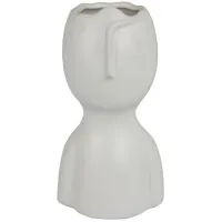 White Ceramic Face Vase 5"W X 9.75"H