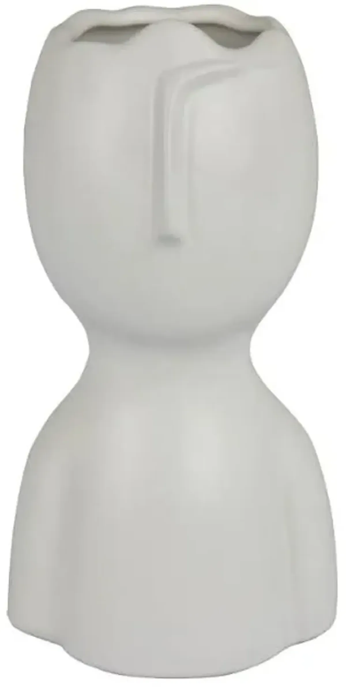 White Ceramic Face Vase 5"W X 9.75"H