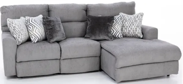 Brisbane 3-Pc. Power Reclining Chaise Sofa In Grey In Right-Facing