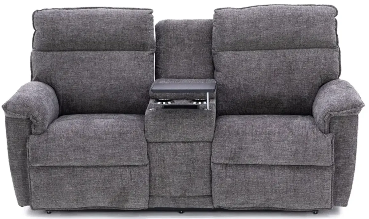 Jay Power Headrest Reclining Console Loveseat With Dual Wireless Remotes