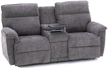 Jay Power Headrest Reclining Console Loveseat With Dual Wireless Remotes