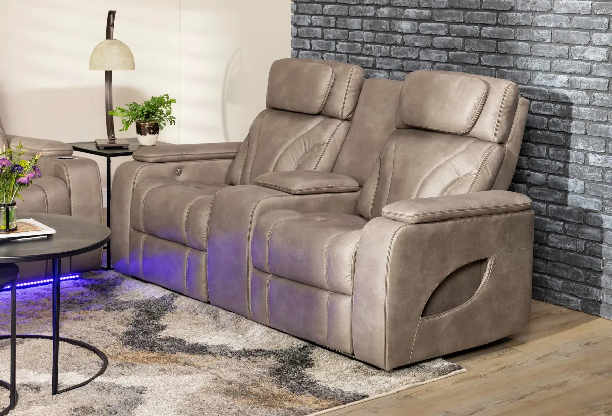 Direct Design Torino Fully Loaded Reclining Console Loveseat With Air Massage and Lights