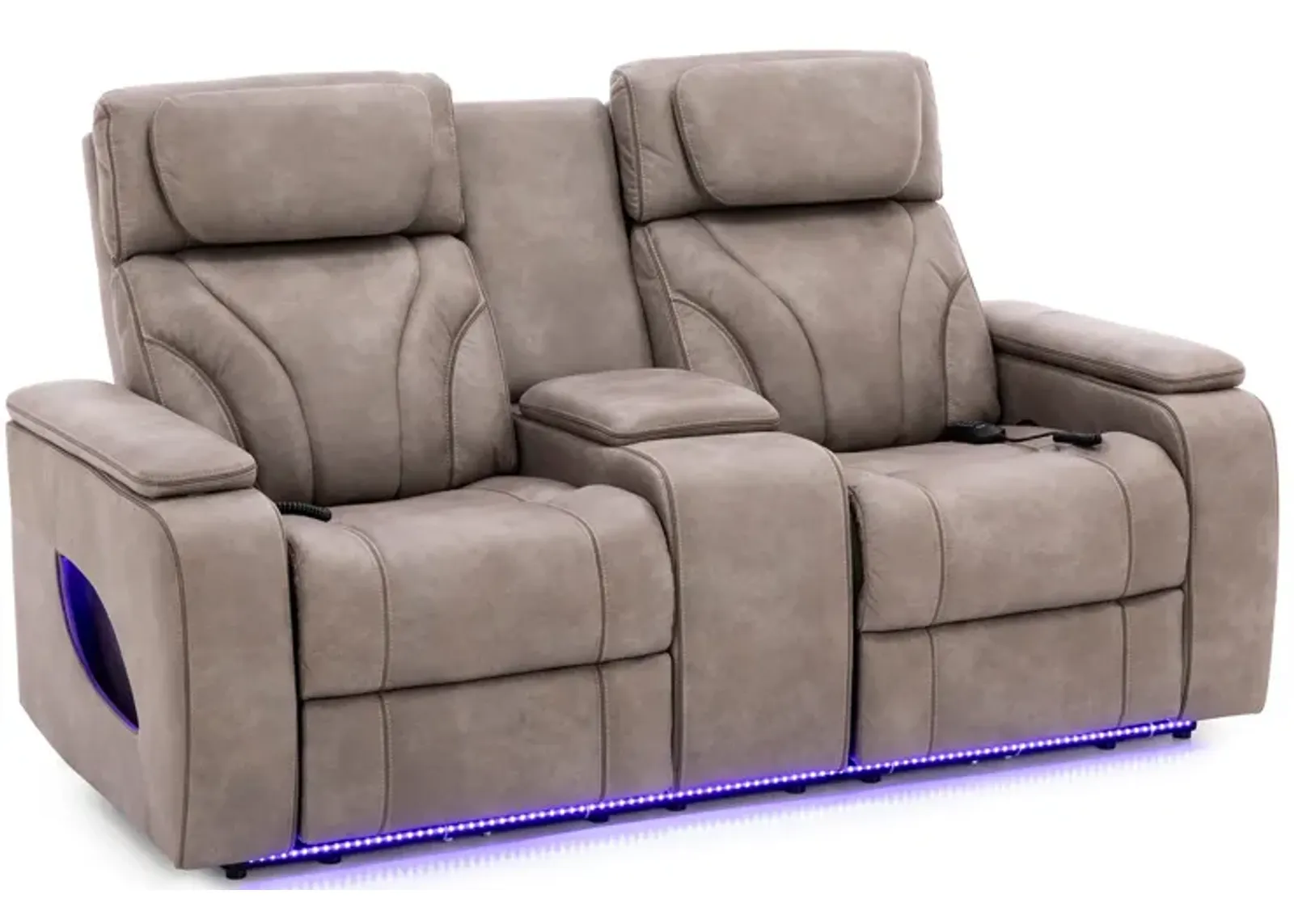 Direct Design Torino Fully Loaded Reclining Console Loveseat With Air Massage and Lights