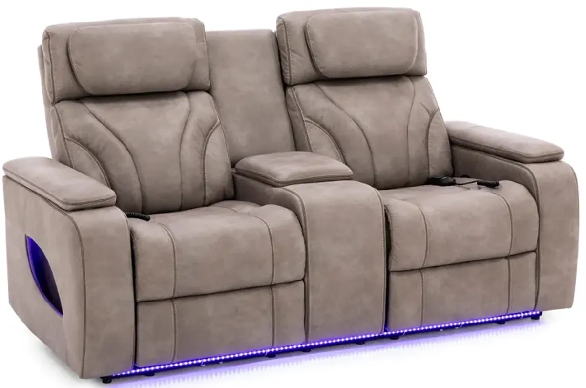 Direct Design Torino Fully Loaded Reclining Console Loveseat With Air Massage and Lights