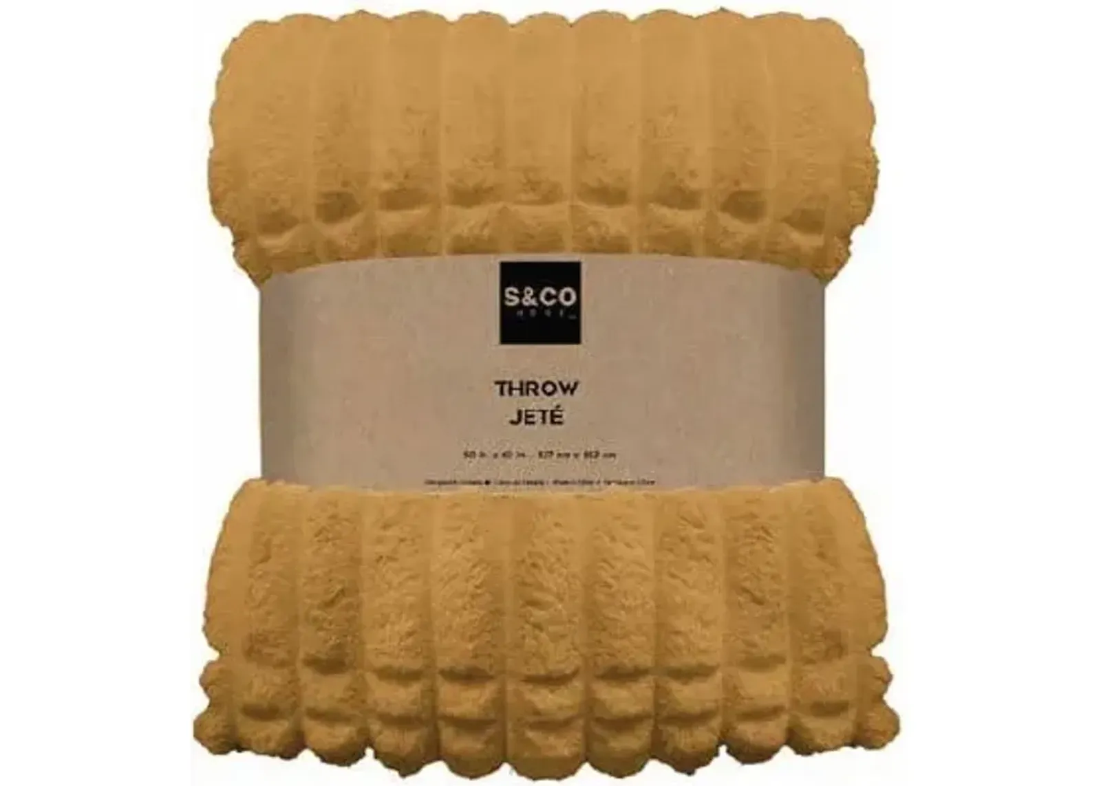 Gold Chunky Ribbed Throw 48"W x 60"L