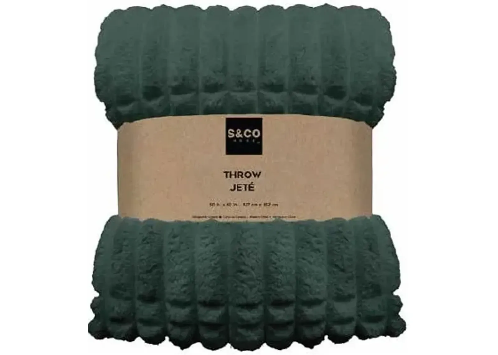 Pine Green Chunky Ribbed Throw 48"W x 60"L